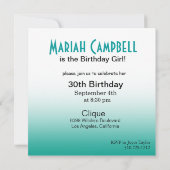 Hübsche Lady Birthday Cocktail Party aquamarin/aqu Einladung (Rückseite)