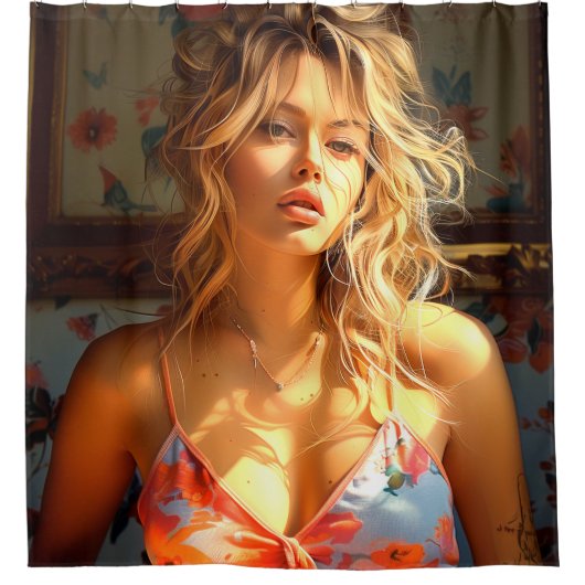 Hübsche Lady Duschvorhang (Vorderseite)