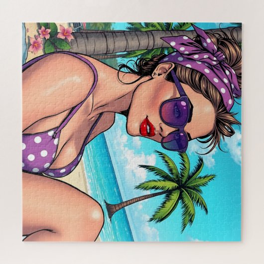 Hübsche Lady in Bikini Retro Breach Puzzle (Horizontal)