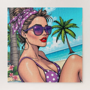 Hübsche Lady in Bikini Retro Breach Puzzle