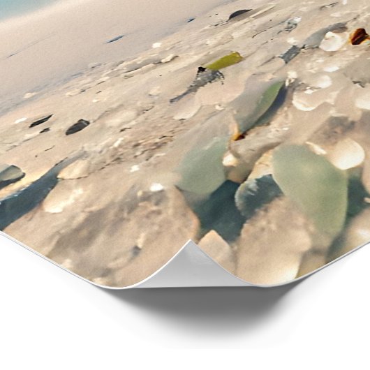 Hübsche Lady Meditation am Strand Poster (Ecke)