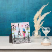 Hübsche Lady mit rosa Herzballon - I Liebe Paris Fotoplatte (InSitu)