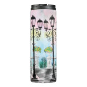 Hübsche Lady mit rosa Herzballon - I Liebe Paris Thermosbecher (Rückseite)