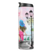 Hübsche Lady mit rosa Herzballon - I Liebe Paris Thermosbecher (Nach rechts gedreht)
