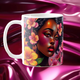Hübsche Lady of Color Pink Blume - Musikalische Hi Kaffeetasse