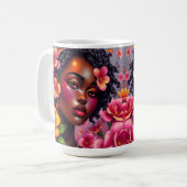 Hübsche Lady of Color Pink Blume - Musikalische Hi Kaffeetasse (Vorderseite Links)