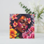 Hübsche Lady of Color Pink Blume Personalisiert Karte (Stehend Vorderseite)