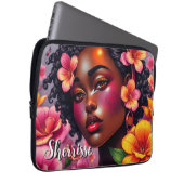 Hübsche Lady of Color Pink Blume Personalisiert Laptopschutzhülle (Vorne Rechts)