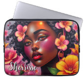 Hübsche Lady of Color Pink Blume Personalisiert Laptopschutzhülle (Vorderseite)