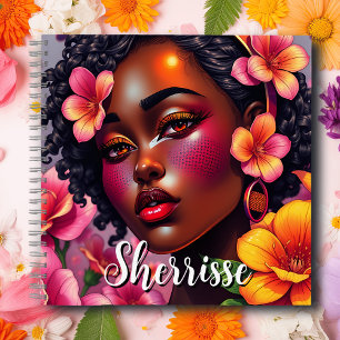 Hübsche Lady of Color Pink Blume Personalisiert Notizblock
