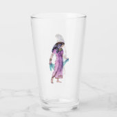 Hübsche Lady Pink Kleid Blue Scarf Altes Ägypten Glas (Rückseite)