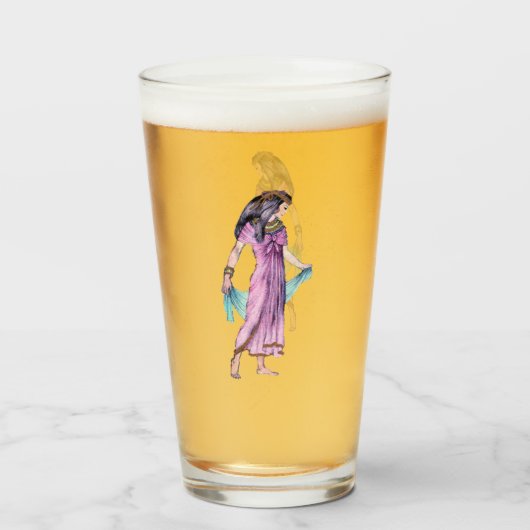 Hübsche Lady Pink Kleid Blue Scarf Altes Ägypten Glas (Vorne (Gefüllt))