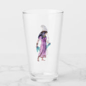 Hübsche Lady Pink Kleid Blue Scarf Altes Ägypten Glas (Vorderseite)