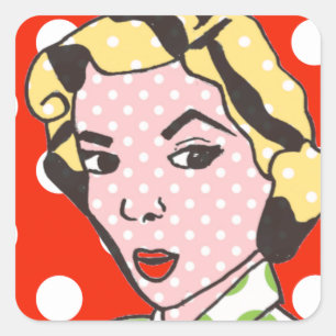 Hübsche Lady Retro Pop Art Stickers