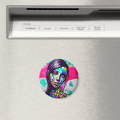 Hübsche Lady Urban Art Colorful Graffiti Magnet (In Situ (Geschirrspüler))