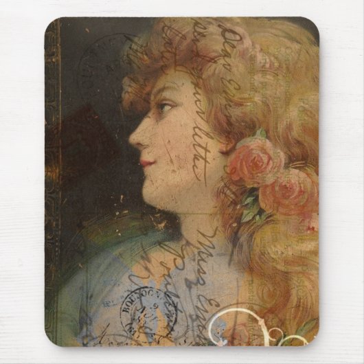 Hübsche Lady Vintag Digital Collage Mousepad (Vorne)