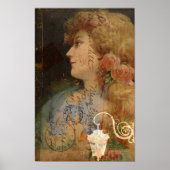 Hübsche Lady Vintag Digital Collage Poster (Vorne)