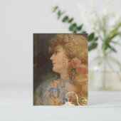 Hübsche Lady Vintag Digital Collage Postkarte (Stehend Vorderseite)