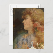 Hübsche Lady Vintag Digital Collage Postkarte (Vorne/Hinten)