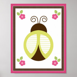 Hübsche Ladybug und Blume Kinderzimmer Art Poster