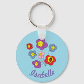Hübsche Ladybug und Blume Kunst Personalisiert Schlüsselanhänger (Vorderseite)