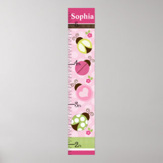 Hübsche Ladybugs mit dots Growth Chart Behielt auf Poster
