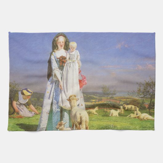Hübsche Lämmer by Ford Madox Brown Geschirrtuch (Horizontal)