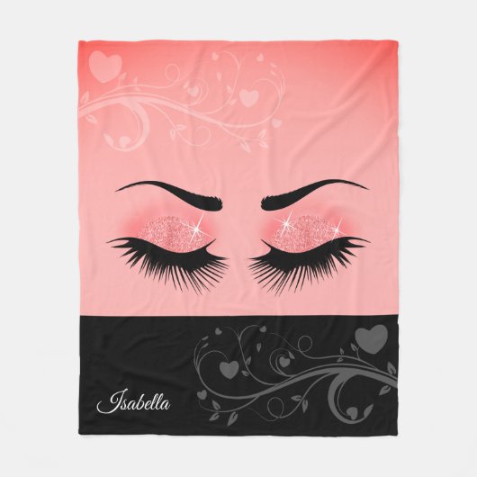 Hübsche Lashes - Korallenrosa Fleecedecke (Vorderseite)