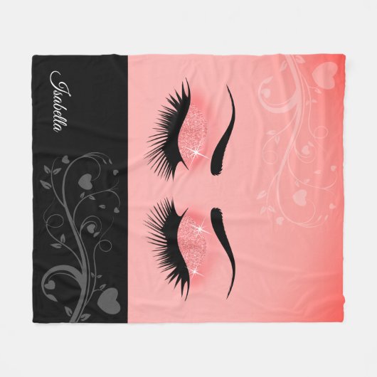 Hübsche Lashes - Korallenrosa Fleecedecke (Vorderseite (Horizontal))