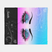 Hübsche Lashes - Rosa und Blau - Glitzer Fleecedecke (Vorderseite (Horizontal))
