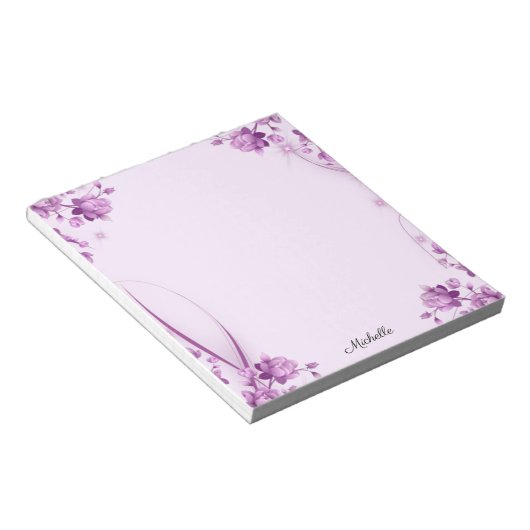 Hübsche Lavendel-Blume Editor IHRER TEXT Notizblock (angewinkelt)