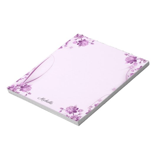 Hübsche Lavendel-Blume Editor IHRER TEXT Notizblock (Rotiert)