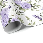 Hübsche Lavendel Blumen Brautparty Geschenkpapier (Rolleneckpunkt)
