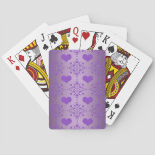 Hübsche Lavendel-Lila-Herzen-Damaskus Spielkarten