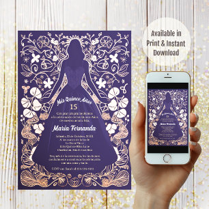 Hübsche Lavendel Mis Quince Años Quinceañera Einladung