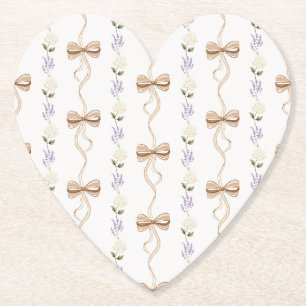 Hübsche Lavendel Weiße Blumen Schleifen Hochzeit Untersetzer
