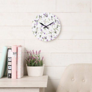 Hübsche Lavendelblüten Große Wanduhr