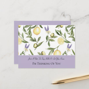 Hübsche Lavendelblüten Zitronen Ich denke an Dich Postkarte