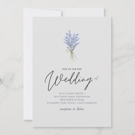 Hübsche Lavender Blume Handwriting Style Wedding (Vorderseite)