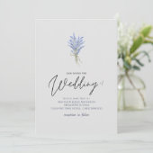 Hübsche Lavender Blume Handwriting Style Wedding (Stehend Vorderseite)