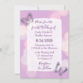 Hübsche Lavender Butterflies Hochzeit Einladung