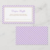 Hübsche Lavender Gingham Baby Dusche Windel Raffel Begleitkarte (Vorne/Hinten)