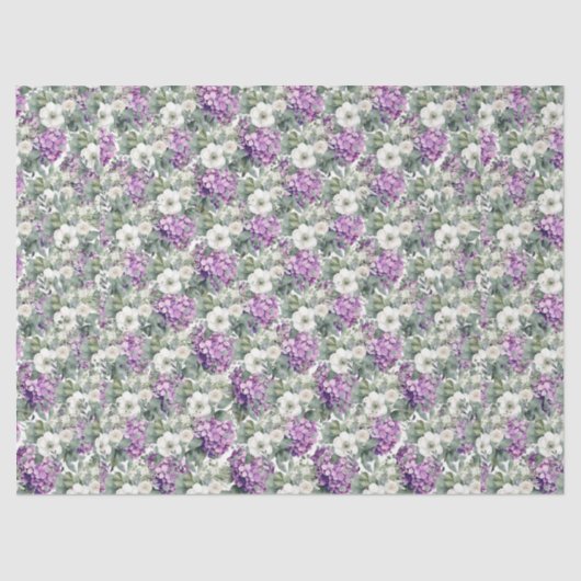 Hübsche Lavender Hydrangeas & Eucalyptus Seidenpapier (Vorderseite)
