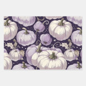 HÜBSCHE LAVENDER LILA-WEISSE FALLPUMPKINE GESCHENKPAPIER SET (Vorderseite 2)
