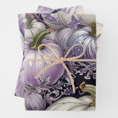 HÜBSCHE LAVENDER LILA-WEISSE FALLPUMPKINE GESCHENKPAPIER SET (Beispiel)