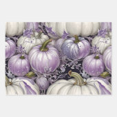 HÜBSCHE LAVENDER LILA-WEISSE FALLPUMPKINE GESCHENKPAPIER SET (Vorderseite)