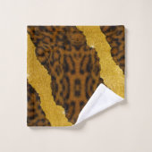 Hübsche Lederleopardendrucke mit Glitzer Badhandtuch Set (Waschlappen)