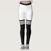 Hübsche Leggings mit Imitaten schwarz über Kniesoc (Vorderseite)