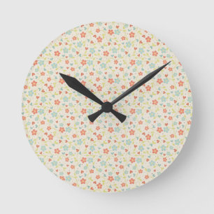Hübsche leichte Pastell-Frühlingsblumen Runde Wanduhr