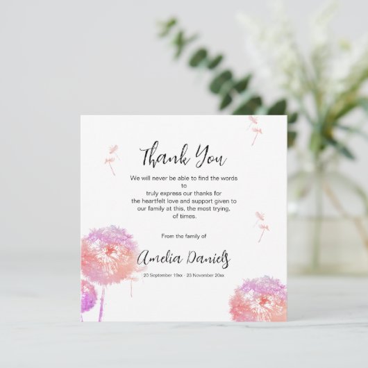 Hübsche Leuchte Beerdigung Dankeschön Karte (Stehend Vorderseite)